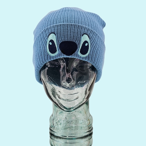 Stitch & Angel Hat Beanie Blue & Pink Cuffed Knit Lilo & Stitch Bioworld Gift - Picture 3 of 13